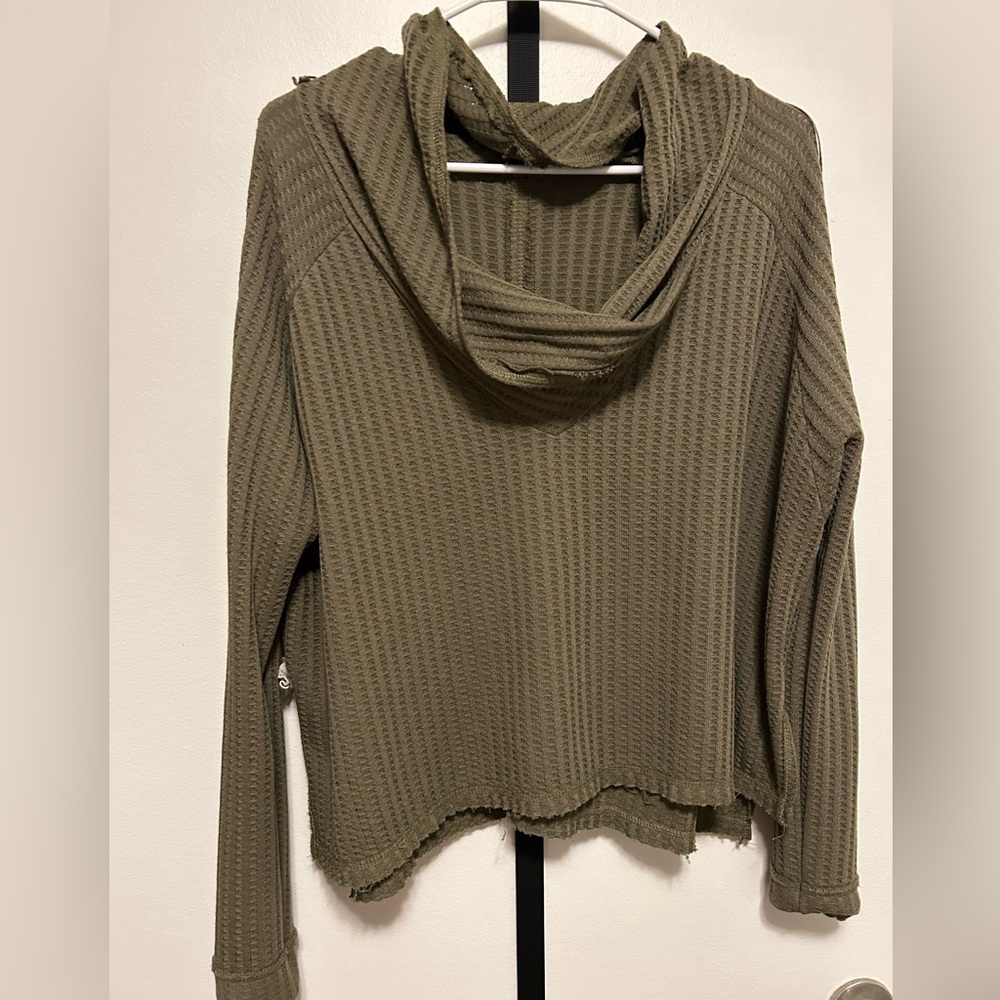 Free people waffle knit shirt size M with swoop neck